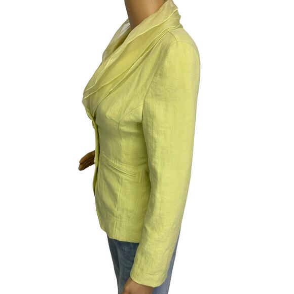 Vintage Y2K Marc Jacobs Blazer Jacket Chartreuse Green Yellow Ruffle Size 2 - Picture 6 of 10